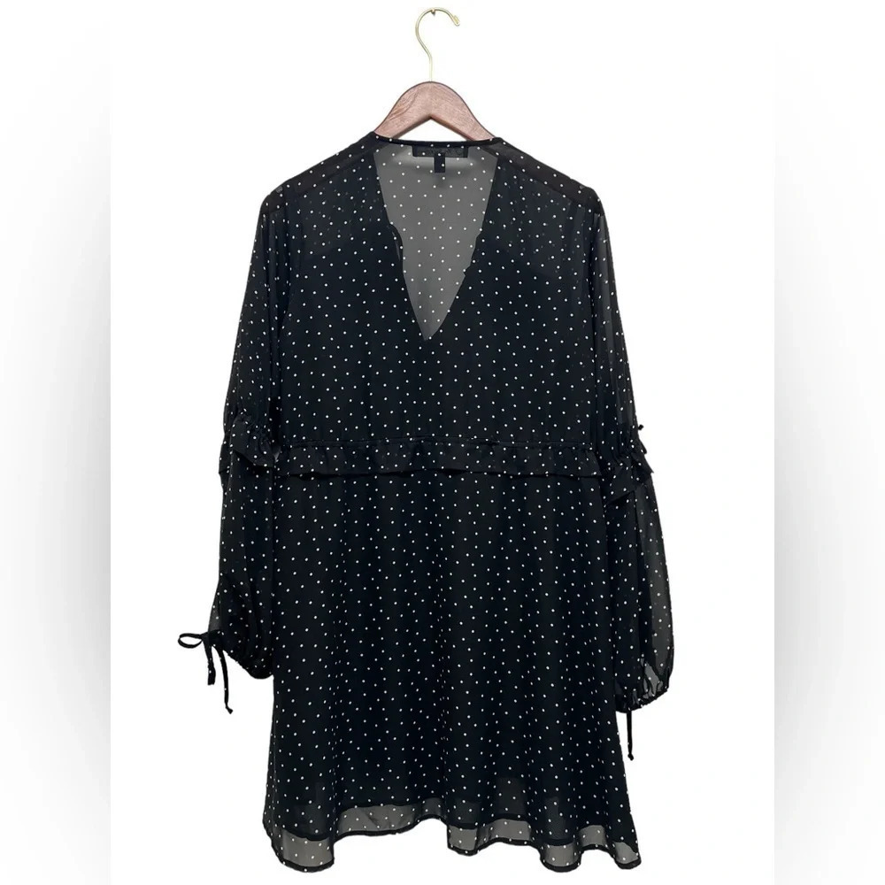 For Love & Lemons Truffles Polka Dot Babydoll Mini Dress Black Romantic Size S - Picture 3 of 11